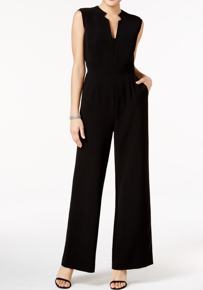 Tahari Arthur S. Levine wide leg black jumpsuit
